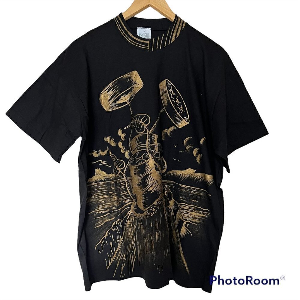 𝅺volcano Sea Themed T Shirt, Hiking Tees, Wilderness Graphic Tee, Size Large